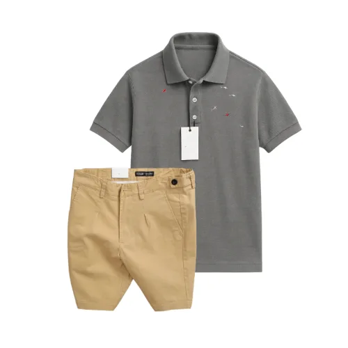 Set Bộ Nam - Áo Thun Nam Polo Cổ Bẻ Thêu Cá Mập Trước Ngực Và Quần Short Kaki Co Giãn Phối Nút Cao Cấp (Có Size 36)