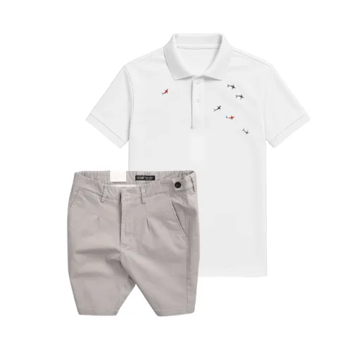 Set Bộ Nam - Áo Thun Nam Polo Cổ Bẻ Thêu Cá Mập Trước Ngực Và Quần Short Kaki Co Giãn Phối Nút Cao Cấp (Có Size 36)