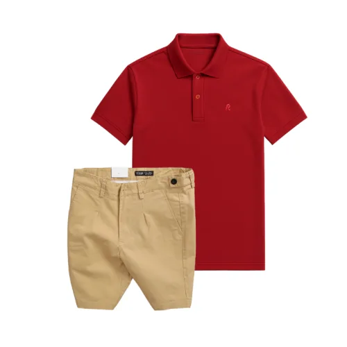 Set Bộ Nam - Áo Thun Nam Polo Cổ Bẻ Thêu Logo Chữ R Trước Ngực Và Quần Short Kaki Co Giãn Phối Nút Cao Cấp (Có Size 36)