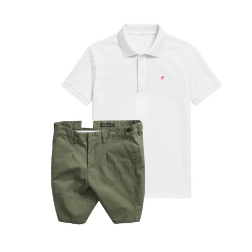 Set Bộ Nam - Áo Thun Nam Polo Cổ Bẻ Thêu Logo Chữ R Trước Ngực Và Quần Short Kaki Co Giãn Phối Nút Cao Cấp (Có Size 36)