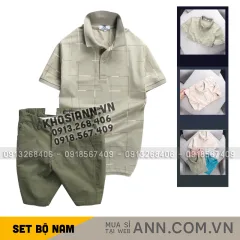 Set Bộ Nam - Áo Thun Nam Polo Phối Hoạ Tiết Kẻ Sọc Và Quần Short Kaki Co Giãn Phối Nút Cao Cấp (Có Size 36)