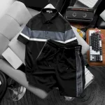 Set Bộ Nam Pack Horse Áo Thun Polo Sọc Ngang Quần Short Thể Thao