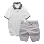 Set Bộ Nam Quân Short Kaki Rurumen Cao Cấp Phối Áo Thun Polo Cổ Bẻ Thêu Chữ Shark