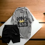 Set Bộ Nam Quần Short Thun Phối Áo Cổ Tròn Rurumen In Hình