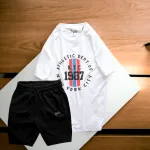Set Bộ Nam Quần Short Thun Phối Áo Cổ Tròn Rurumen In Hình