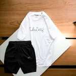 Set Bộ Nam Quần Short Thun Phối Áo Cổ Tròn Rurumen In Hình