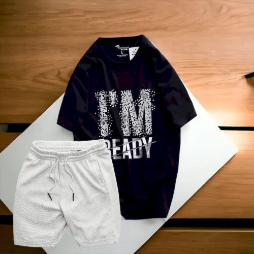Set Bộ Nam Quần Short Thun Phối Áo Cổ Tròn Rurumen In Hình
