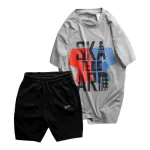 Set Bộ Nam Quần Short Thun Phối Áo Cổ Tròn Rurumen In Hình