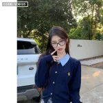 Sét chân váy kẻ áo phối sơ mi