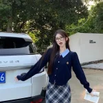 Sét chân váy kẻ áo phối sơ mi