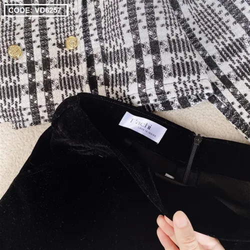 Sét crop dạ tay dài + short đen