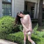 Sét crop dạ tím cổ vuông + chân váy