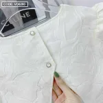 Sét crop gấm hoa nổi trắng cutout lưng nơ + short