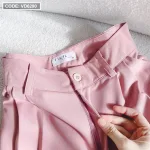 Sét crop hồng cột dây eo chéo lưng + quần suông