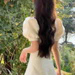 Sét crop nude cổ sen tay búp + chân váy viền ren