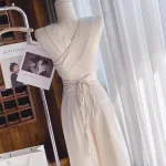 Sét crop nude cột dây eo chéo lưng + quần suông