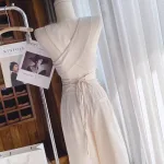 Sét crop nude cột dây eo chéo lưng + quần suông