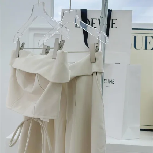 Sét crop ống nude đan dây lưng + quần suông