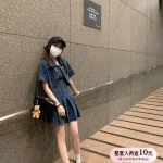 Sét đầm jean 2 dây bo thun lưng + khoác crop jean