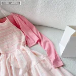 Sét đầm midi caro sọc màu cổ yếm nhún chỉ kèm khoác crop