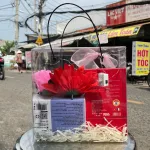Set Giỏ Quà Tặng Nước Hoa Nữ Charme VIP 100ml - Túi Trong Vuông Có Đèn Đom Đóm Lót Giấy Rơm Thắt Nơ Xinh Xắn Nhiều Màu