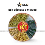 Đậu Mix 3 Vị (Đậu Đen, Đậu Xanh, Đậu Nành) Sun Khía 3 Ngăn 300G Hộp Quà Tết 2026