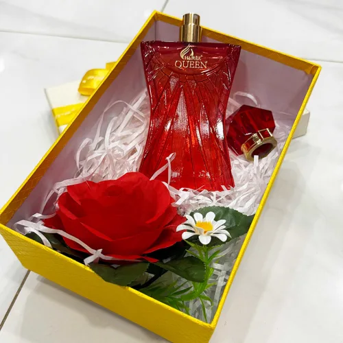Set Hộp Quà Tặng Chữ Nhật Lớn Nước Hoa Nữ Charme Queen 100ml - Hộp Hoa Rơm Nhiều Màu