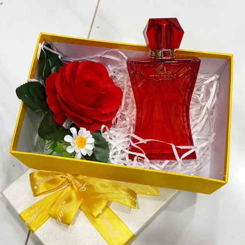 Set Hộp Quà Tặng Chữ Nhật Lớn Nước Hoa Nữ Charme Queen 100ml - Hộp Hoa Rơm Nhiều Màu