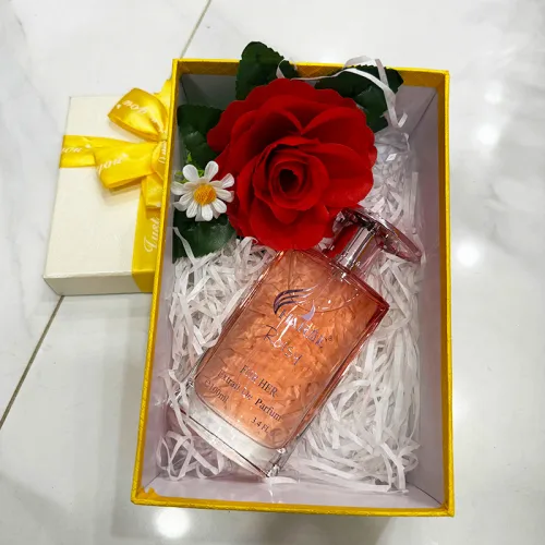 Set Hộp Quà Tặng Chữ Nhật Lớn Nước Hoa Nữ Charme Roisy 100ml - Hộp Hoa Rơm Nhiều Màu