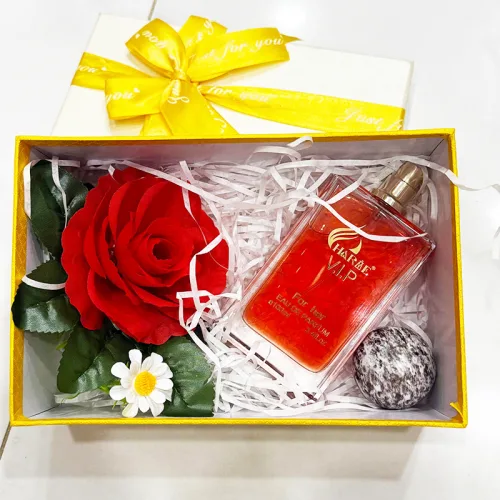 Set Hộp Quà Tặng Chữ Nhật Lớn Nước Hoa Nữ Charme Vip 100ml - Hộp Hoa Rơm Nhiều Màu