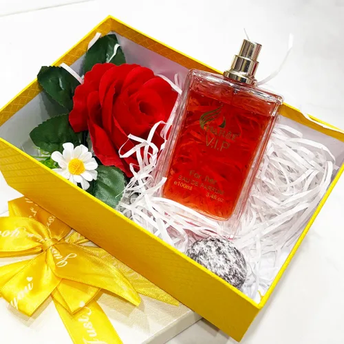 Set Hộp Quà Tặng Chữ Nhật Lớn Nước Hoa Nữ Charme Vip 100ml - Hộp Hoa Rơm Nhiều Màu