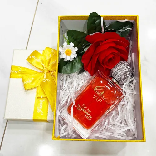 Set Hộp Quà Tặng Chữ Nhật Lớn Nước Hoa Nữ Charme Vip 100ml - Hộp Hoa Rơm Nhiều Màu