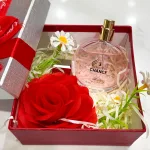 Set Hộp Quà Tặng Nước Hoa Nữ Charme Chance Hồng 50ml - Hộp Hoa Rơm Nhiều Màu