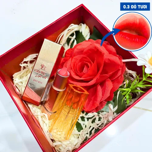 Set Hộp Quà Tặng Son Dưỡng Ẩm Môi Hàn Quốc Embisu Glowp Lip Tint - Hộp Hoa Rơm Nhiều Màu