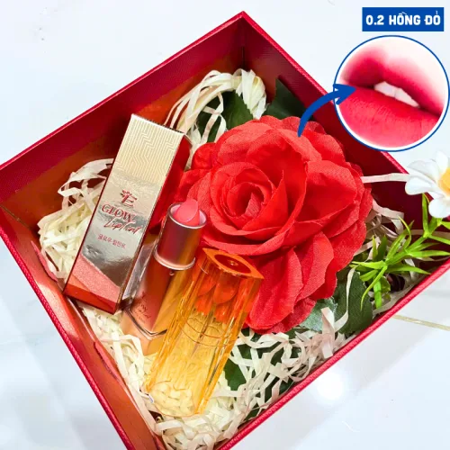Set Hộp Quà Tặng Son Dưỡng Ẩm Môi Hàn Quốc Embisu Glowp Lip Tint - Hộp Hoa Rơm Nhiều Màu