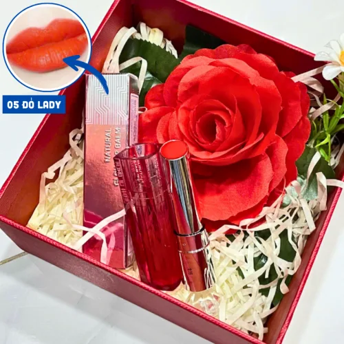 Set Hộp Quà Tặng Son Dưỡng Ẩm Môi Hàn Quốc Embisu Natural Glow Lip Balm - Hộp Hoa Rơm Nhiều Màu
