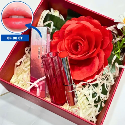 Set Hộp Quà Tặng Son Dưỡng Ẩm Môi Hàn Quốc Embisu Natural Glow Lip Balm - Hộp Hoa Rơm Nhiều Màu