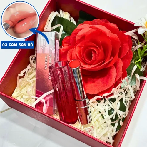 Set Hộp Quà Tặng Son Dưỡng Ẩm Môi Hàn Quốc Embisu Natural Glow Lip Balm - Hộp Hoa Rơm Nhiều Màu