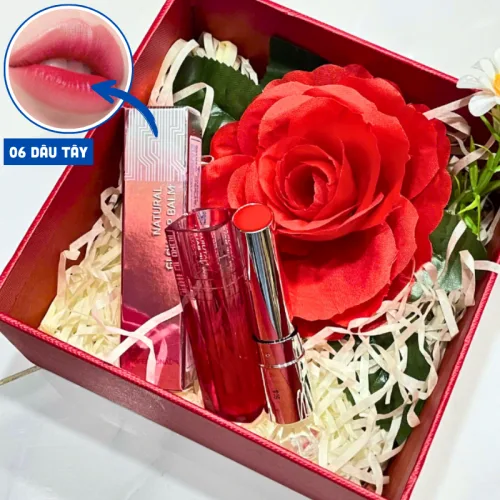 Set Hộp Quà Tặng Son Dưỡng Ẩm Môi Hàn Quốc Embisu Natural Glow Lip Balm - Hộp Hoa Rơm Nhiều Màu