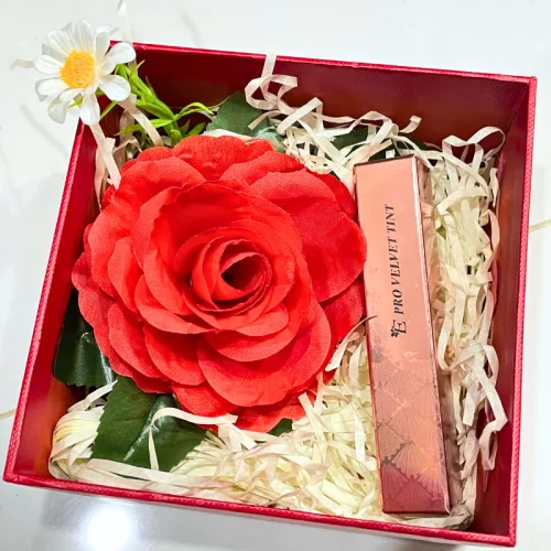 Set Hộp Quà Tặng Son Môi Kem Nhung Lì Hàn Quốc Embisu Pro Vel Tint 10 Màu - Hộp Hoa Rơm Nhiều Màu