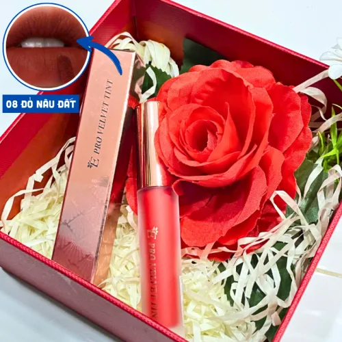 Set Hộp Quà Tặng Son Môi Kem Nhung Lì Hàn Quốc Embisu Pro Vel Tint 10 Màu - Hộp Hoa Rơm Nhiều Màu
