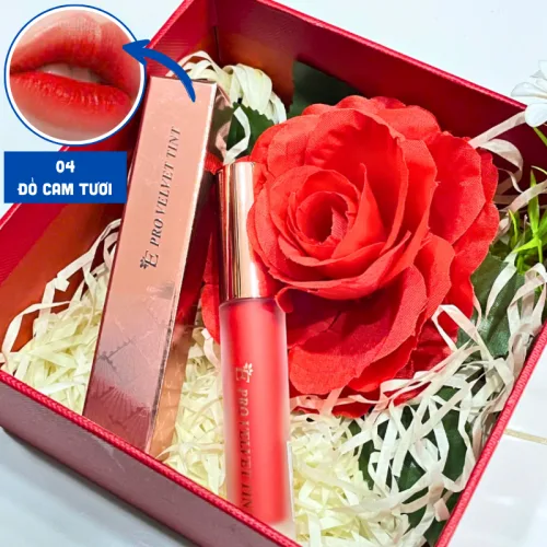 Set Hộp Quà Tặng Son Môi Kem Nhung Lì Hàn Quốc Embisu Pro Vel Tint 10 Màu - Hộp Hoa Rơm Nhiều Màu