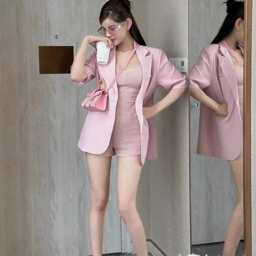 Sét jum len hồng kèm vest