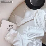 Sét khoác sơ mi kèm bra 2 dây + quần suông