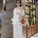 Sét khoác sơ mi kèm bra 2 dây + quần suông