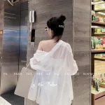 Sét khoác sơ mi kèm bra 2 dây + quần suông