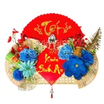 Set Mành Tre Giấy Đỏ Có Dây Treo Quạt Ráp Sẵn - Mẹt Tre Treo Tường - Phên Tre Trang Trí Tết