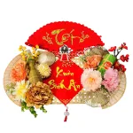 Set Mành Tre Giấy Đỏ Có Dây Treo Quạt Ráp Sẵn - Mẹt Tre Treo Tường - Phên Tre Trang Trí Tết