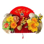 Set Mành Tre Giấy Đỏ Có Dây Treo Quạt Ráp Sẵn - Mẹt Tre Treo Tường - Phên Tre Trang Trí Tết