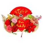 Set Mành Tre Giấy Đỏ Có Dây Treo Quạt Ráp Sẵn - Mẹt Tre Treo Tường - Phên Tre Trang Trí Tết
